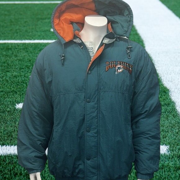 Vintage Miami Dolphins NFL Starter Full Embroidered Hooded Puffer Zip Jacket - Picture 3 of 16